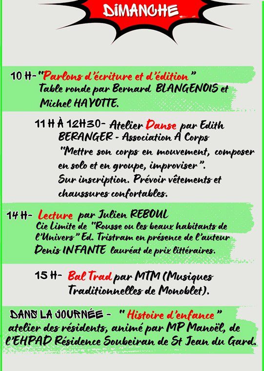 Programme du samedi